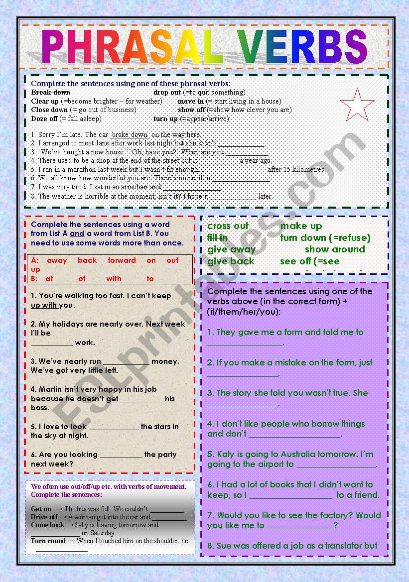 Phrasal Verbs worksheet