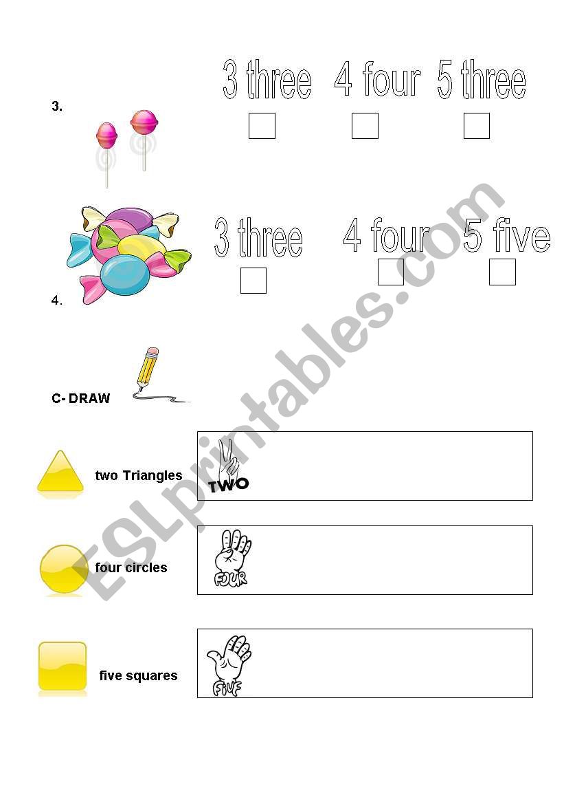 Numbers worksheet listen part two