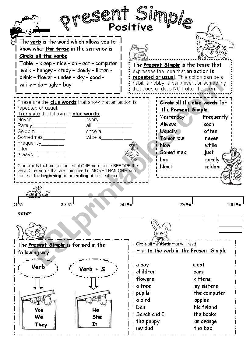 Present Simple (Positive) worksheet