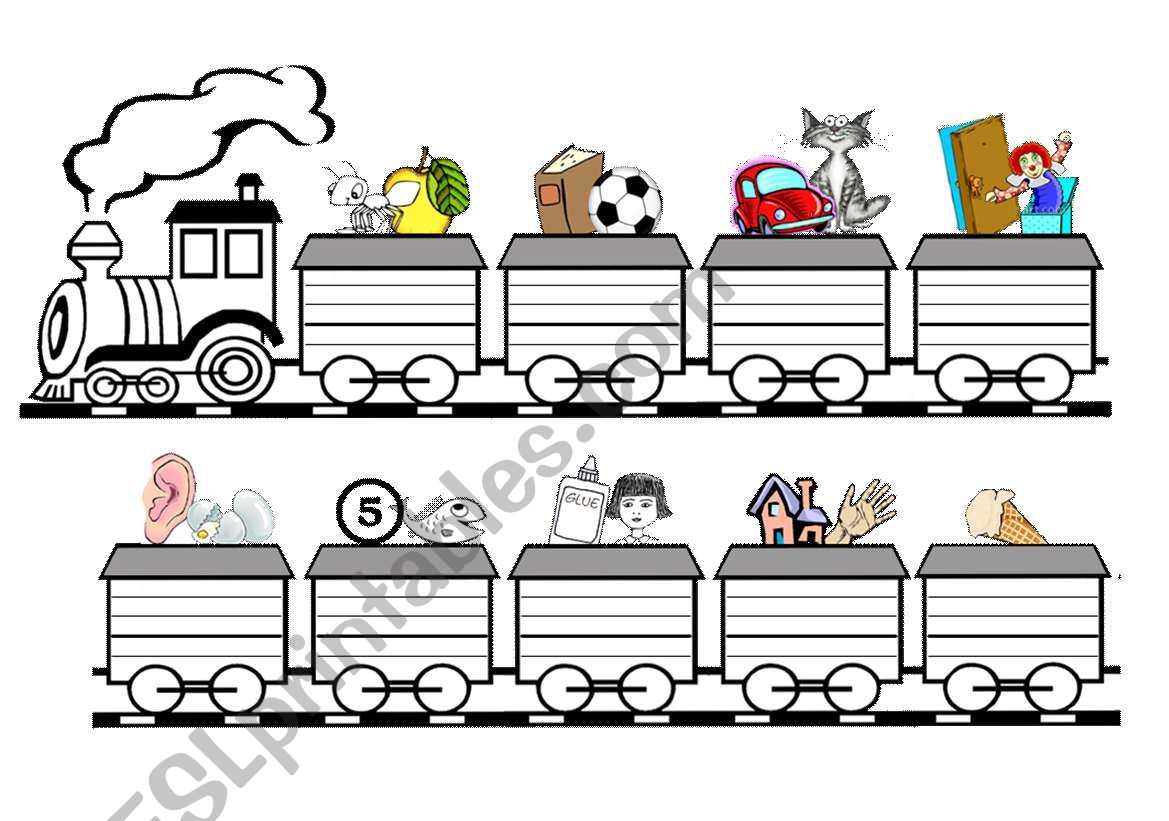 Alphabets train worksheet