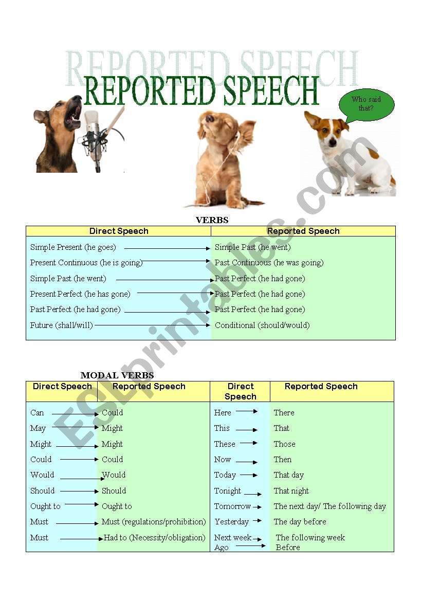 Reported Speech  worksheet