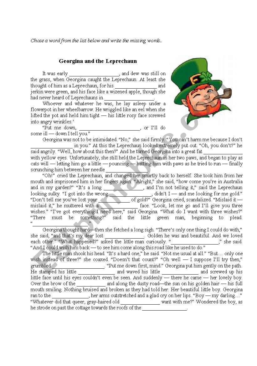 Ireland. Leprechaun story. Reading