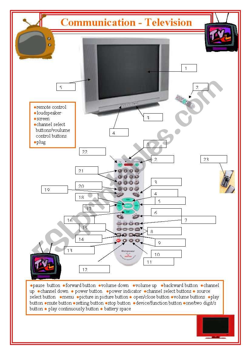 Communication- Television worksheet