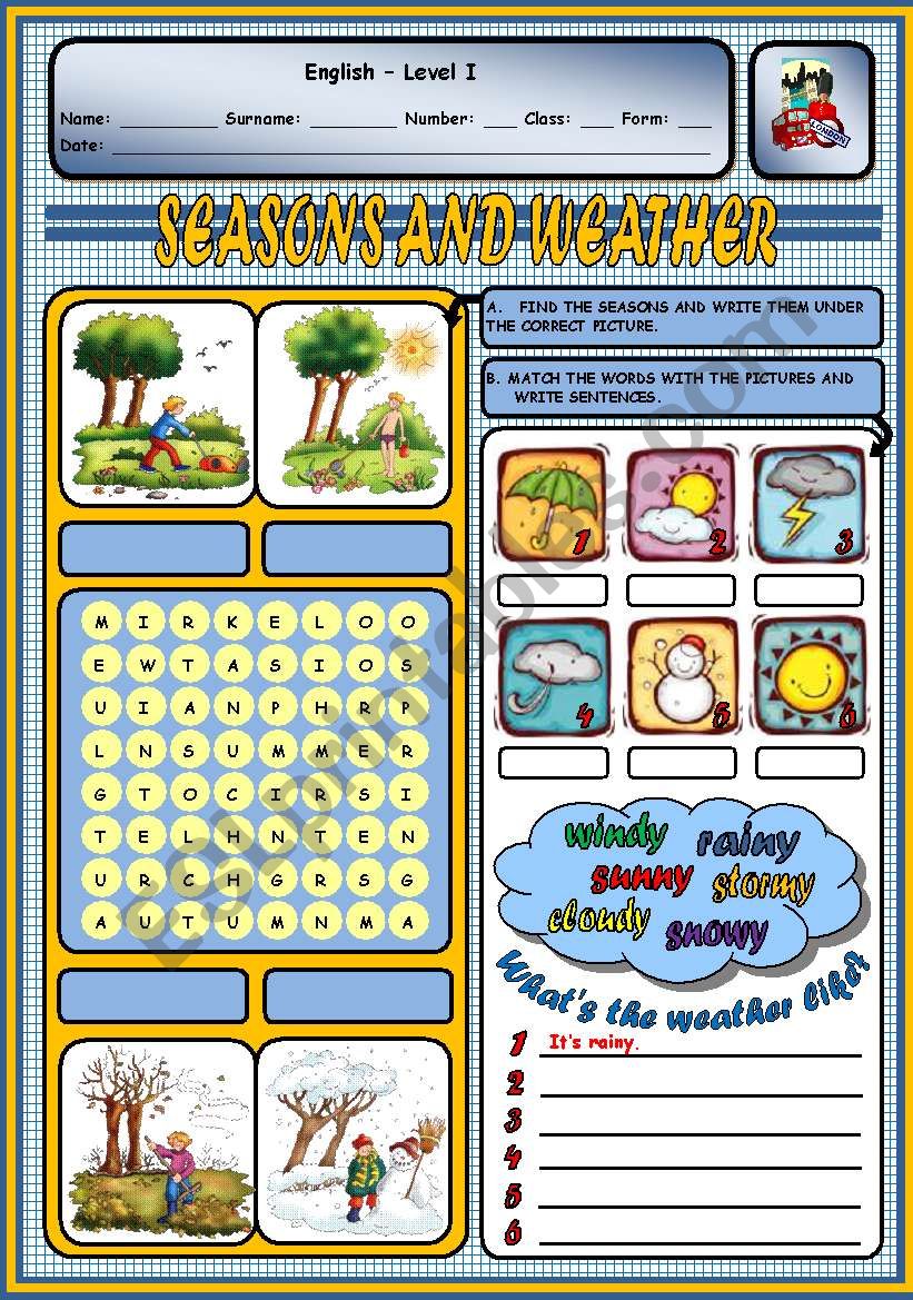 SEASONS AND WEATHER worksheet