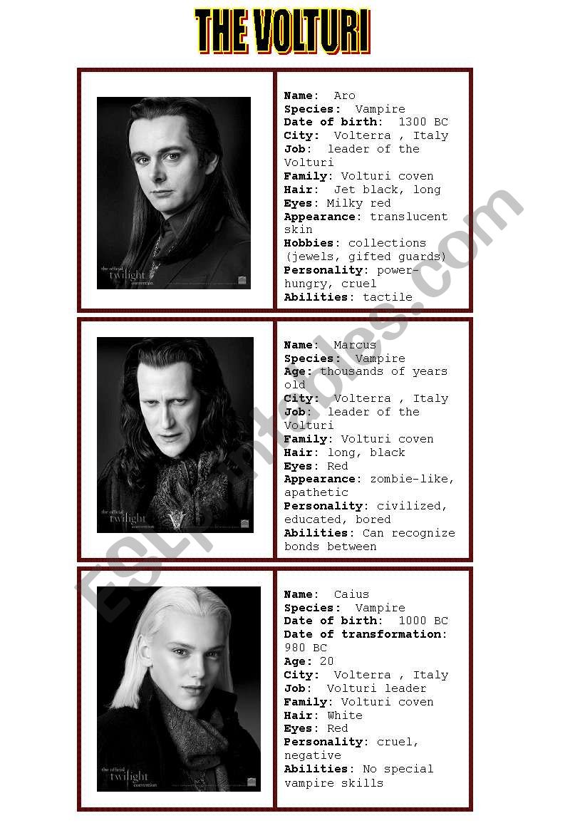 New moon characters B/W - speaking cards 2/5