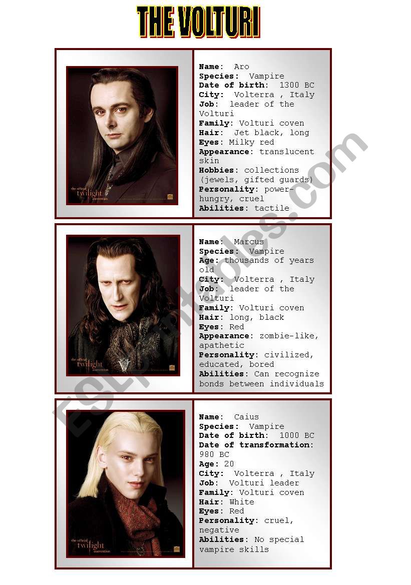 New moon characters - speaking cards 2/5