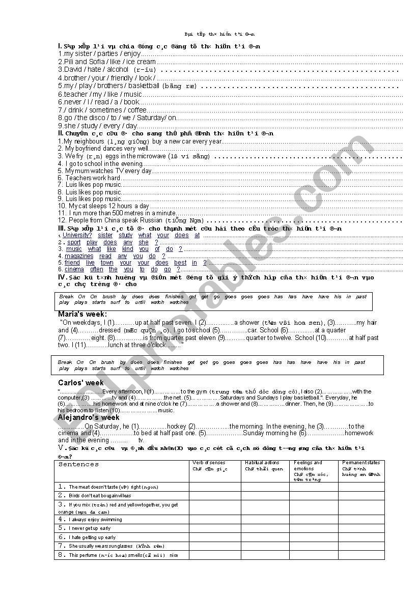 present simple exercise worksheet