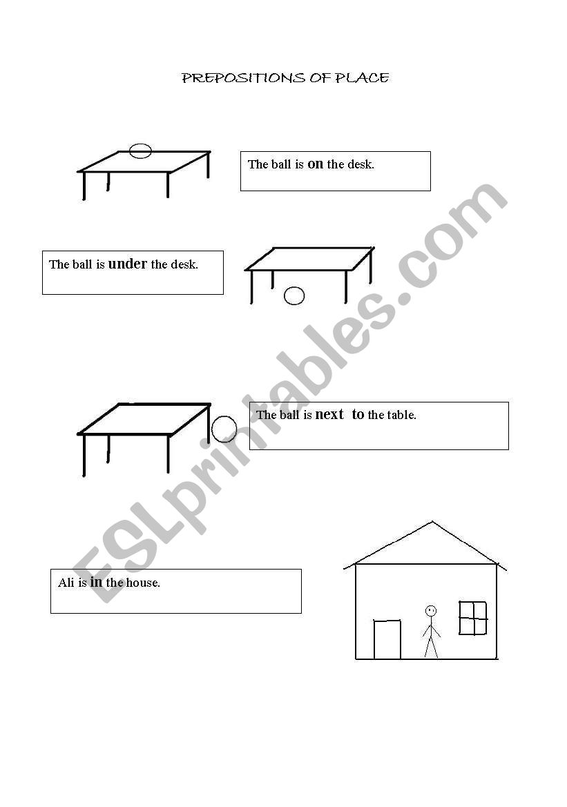 prepositions of place page 1 worksheet