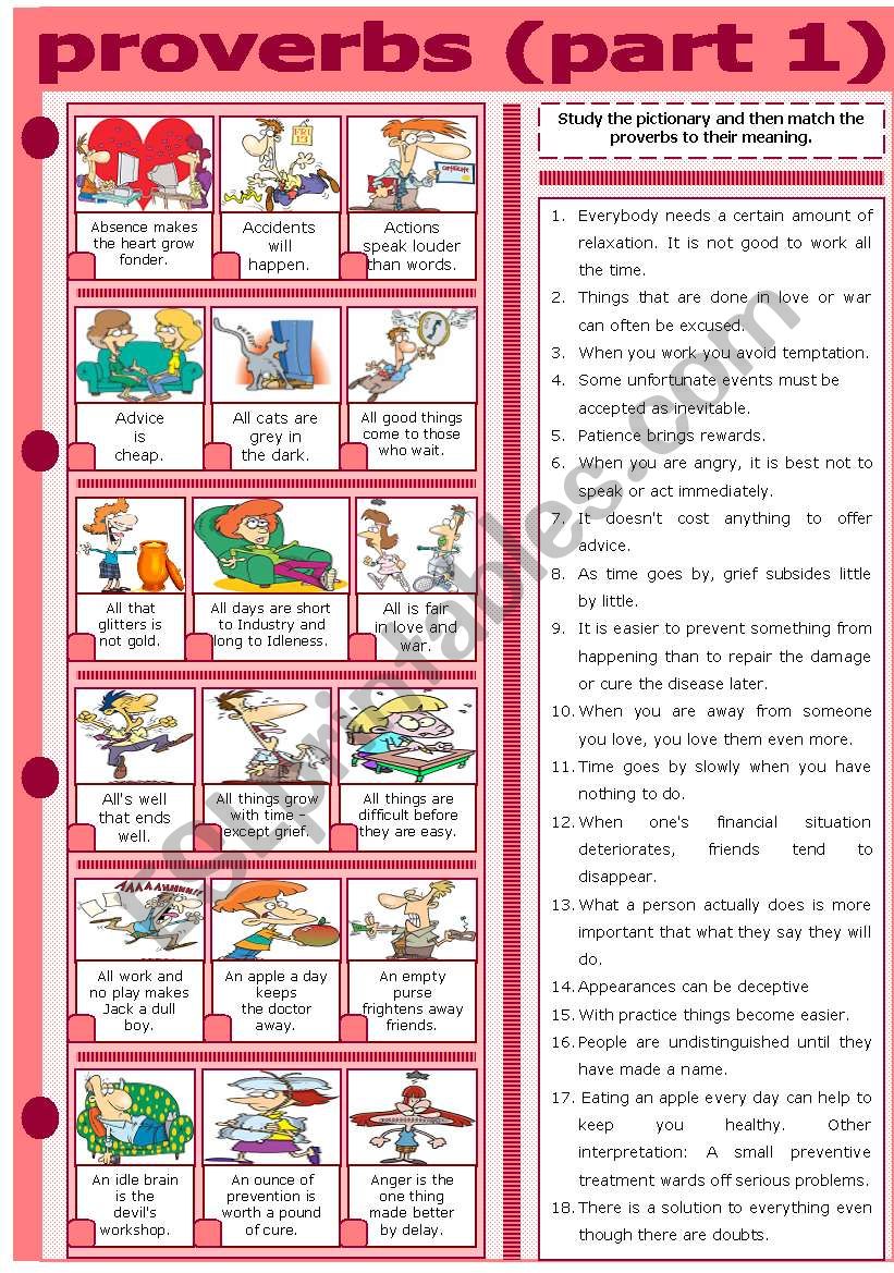 PROVERBS - PART 1 worksheet