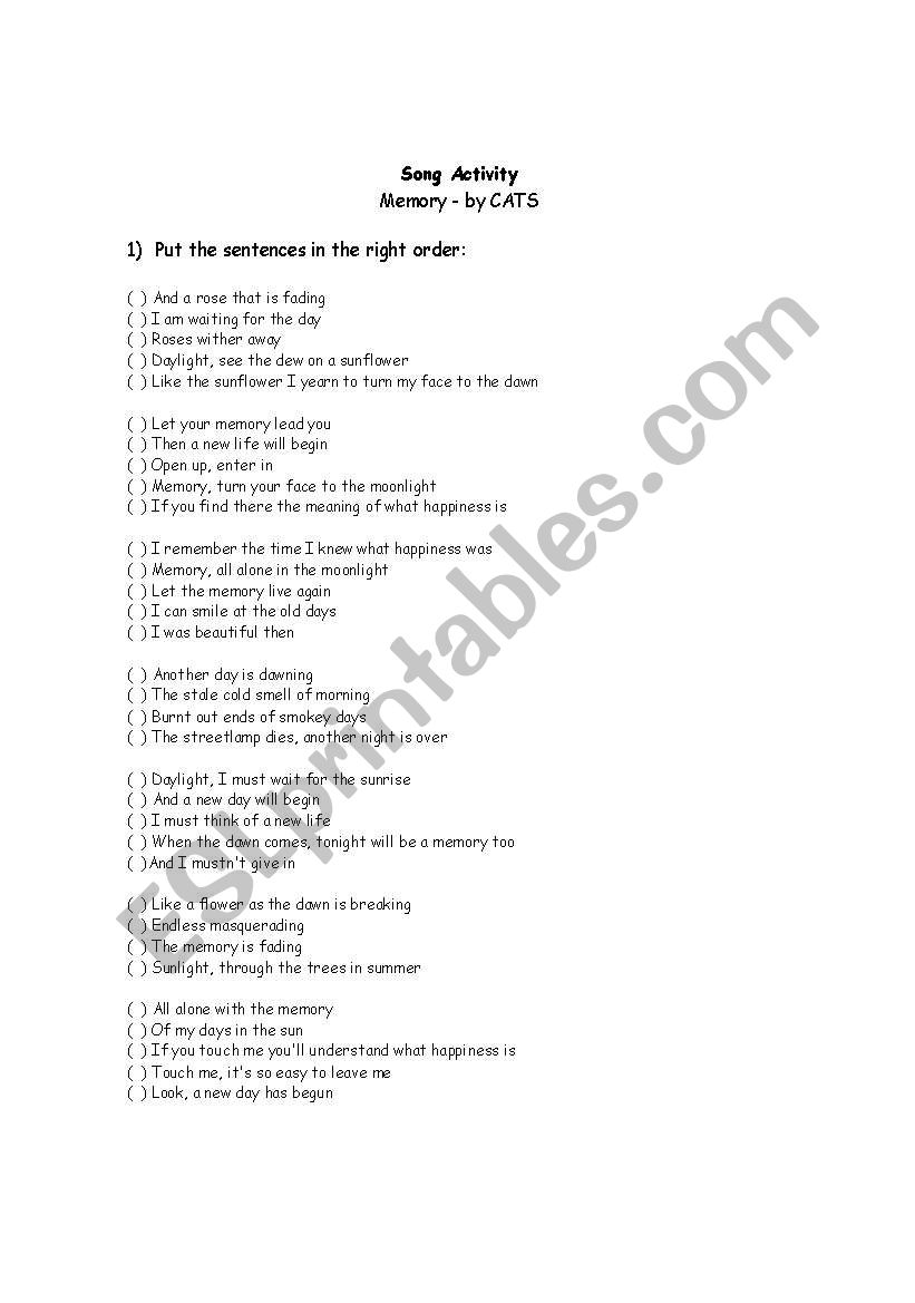 Memory_song activity from the musical 