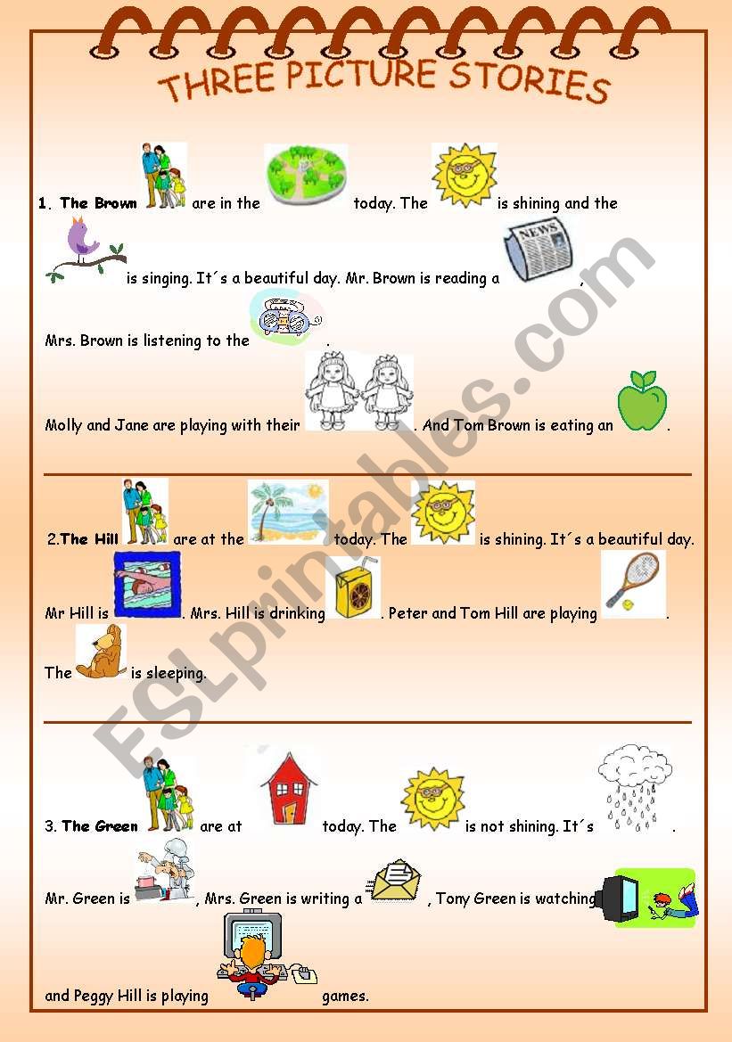 Three picture stories worksheet