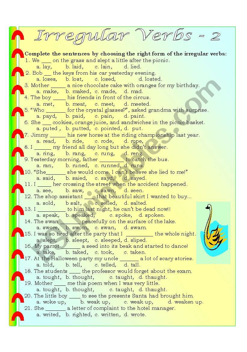 Irregular Verbs matching exercise 2