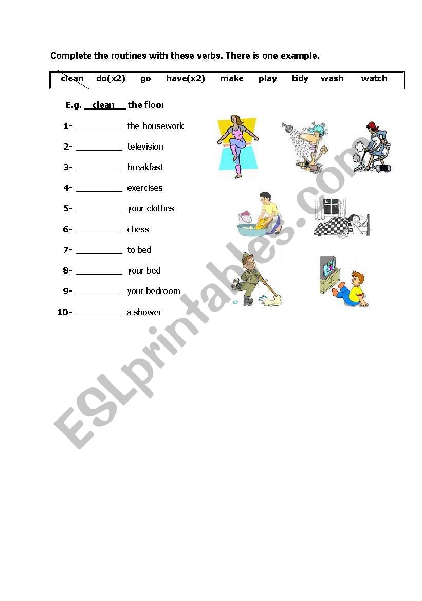 daily activities worksheet