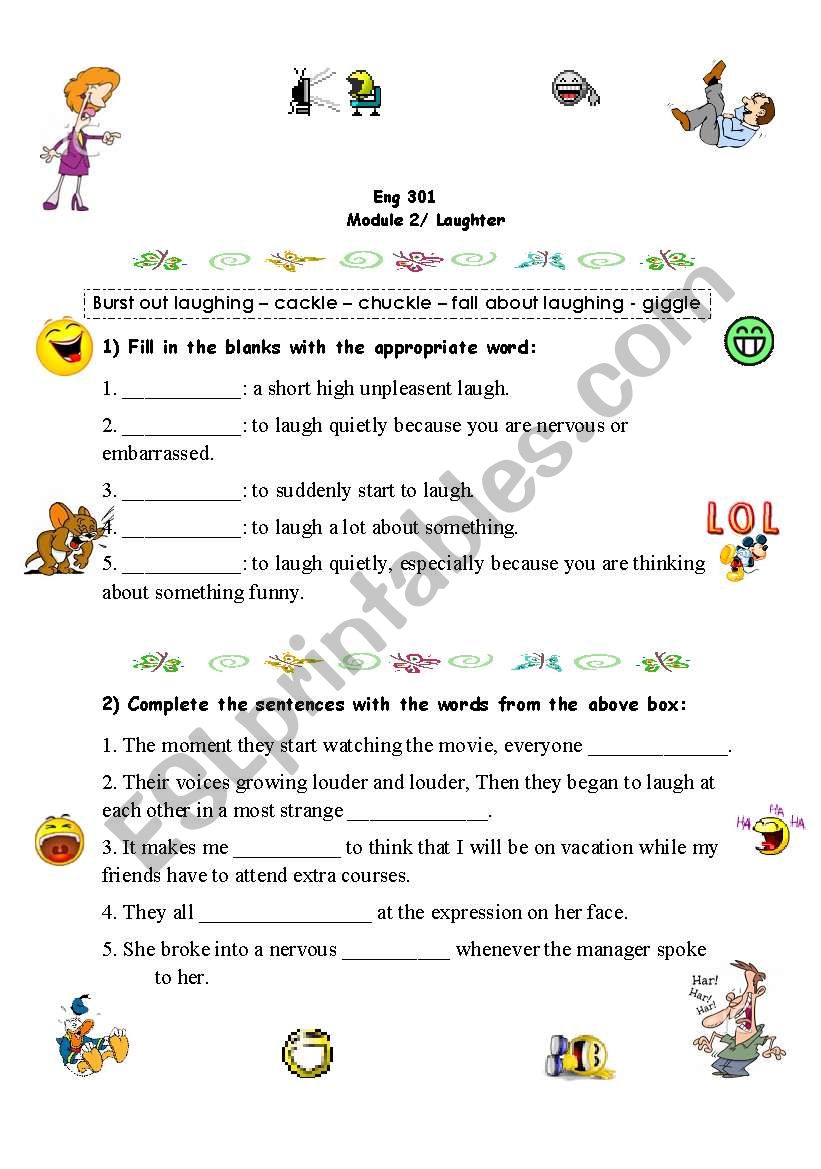 Laughter worksheet