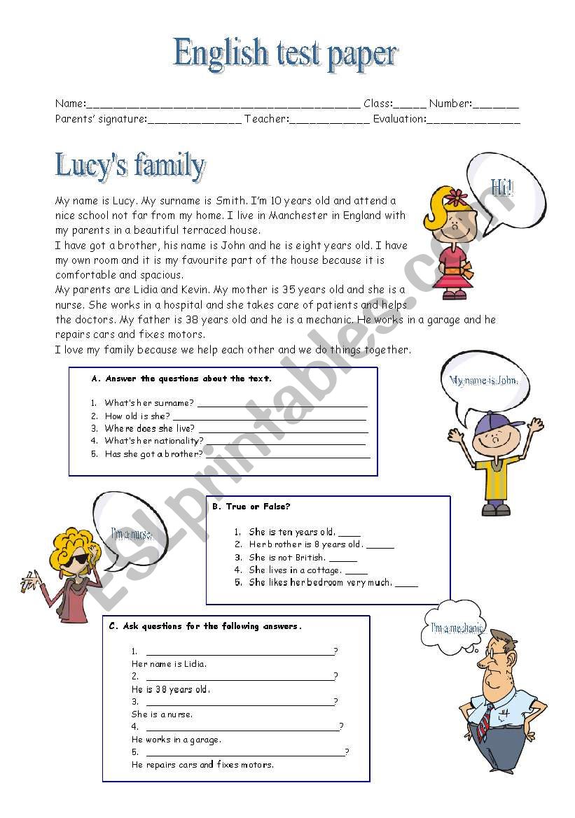 Lucy´s family and simple present  tense(3.11.09)