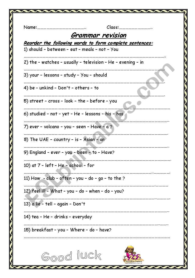 Reorder worksheet worksheet