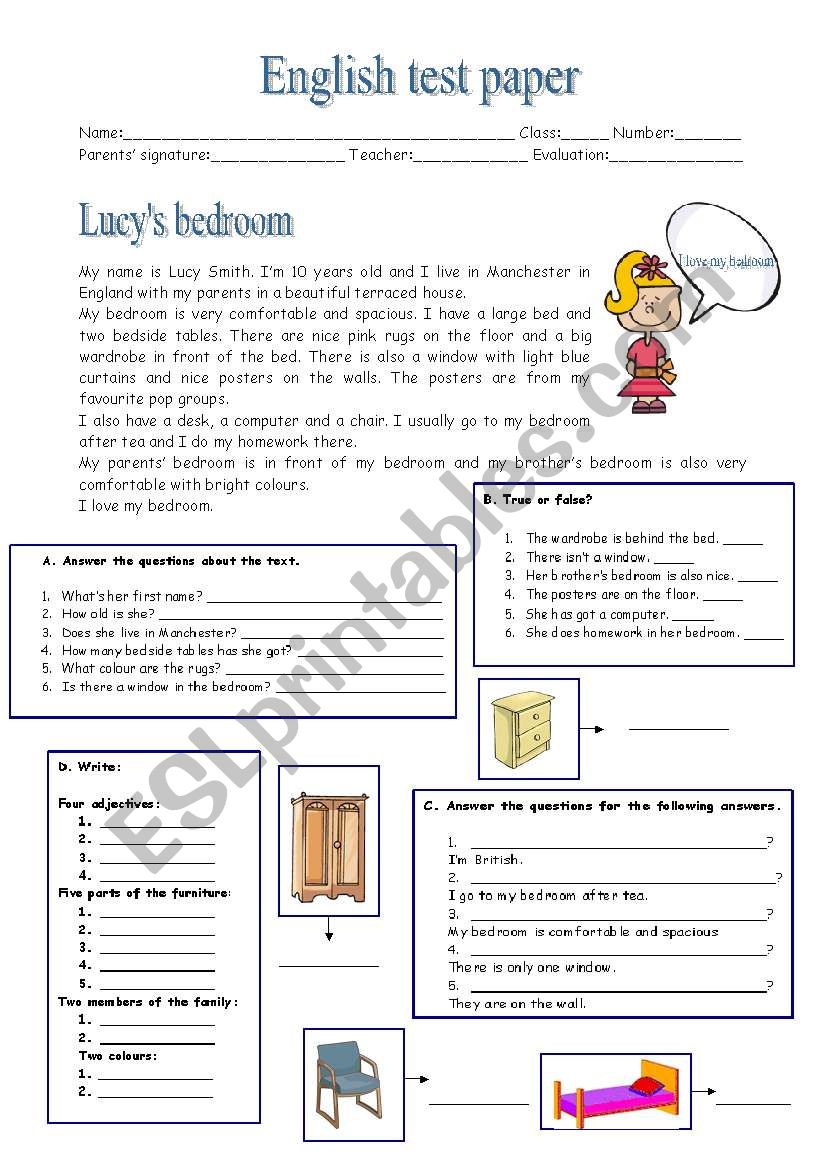 Lucy´s bedroom and simple present  tense (3.11.09)