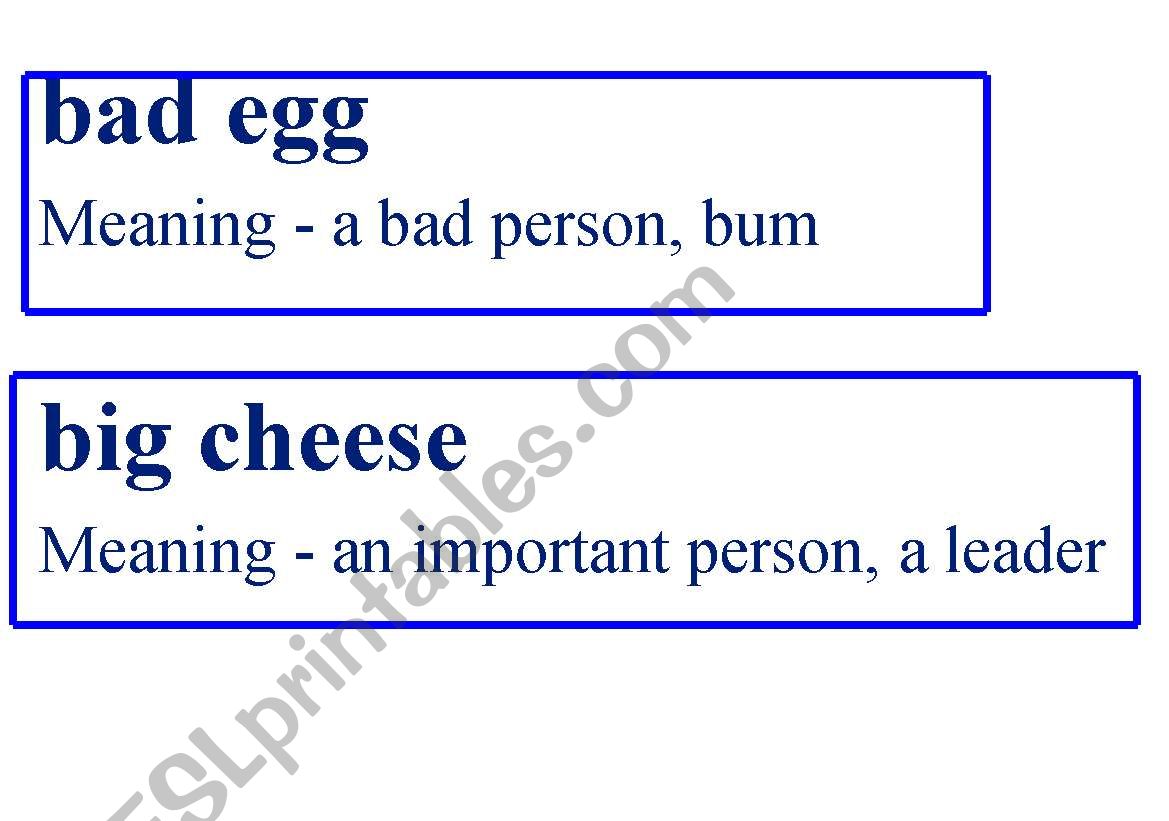 Food Idioms worksheet