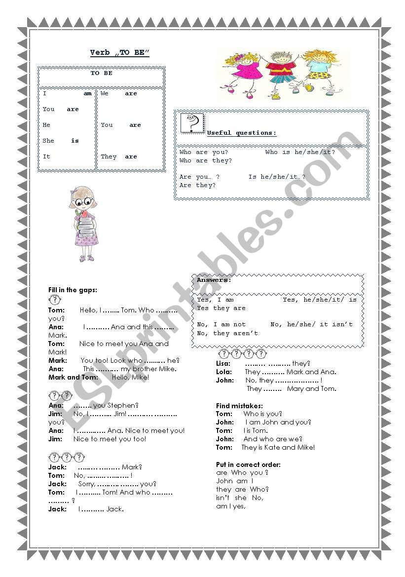 Verb TO BE worksheet