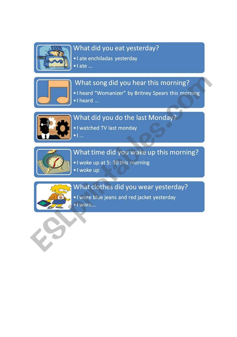 Simple Past - Examples Questions and Answers