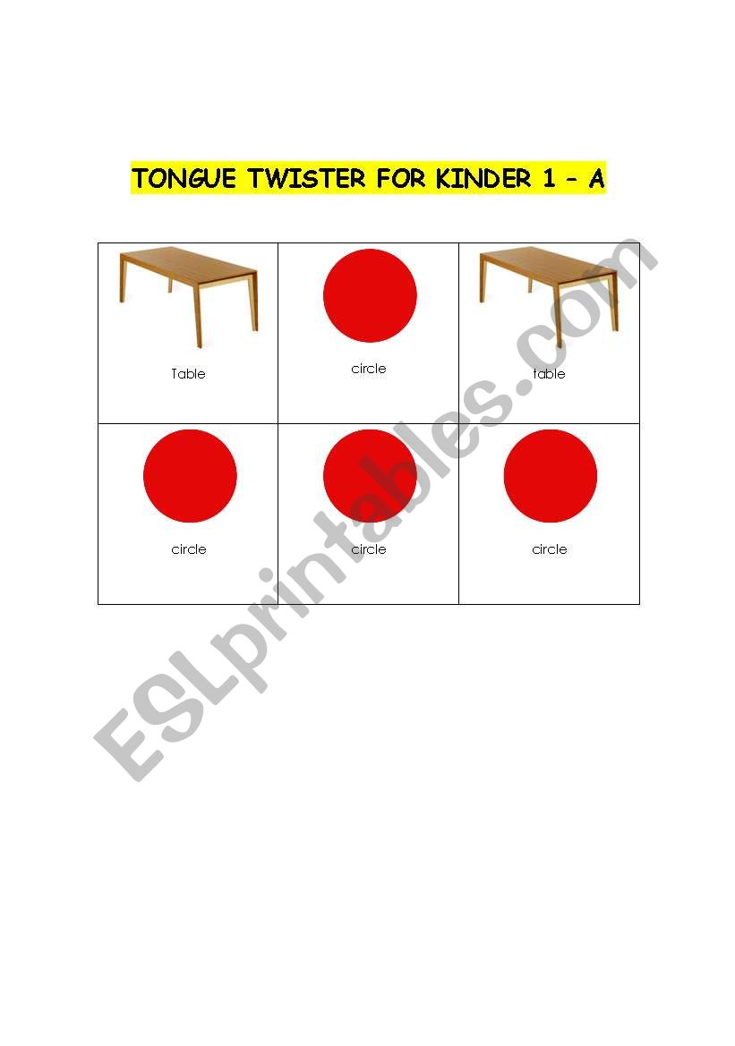 Tongue Twister for Kinder worksheet