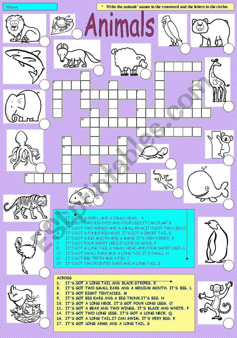 ANIMALS CROSSWORD worksheet