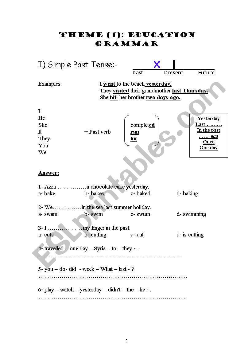 Past simple / past continuous worksheet