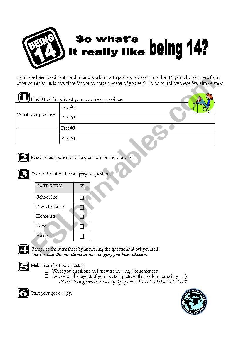 Being 14 Poster worksheet