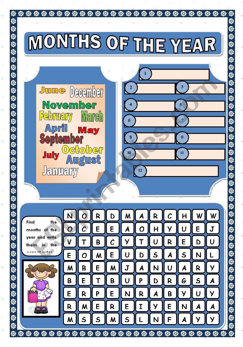 MONTHS OF THE YEAR worksheet