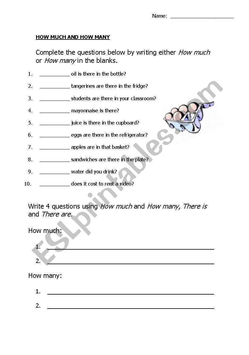 how much or how many? worksheet
