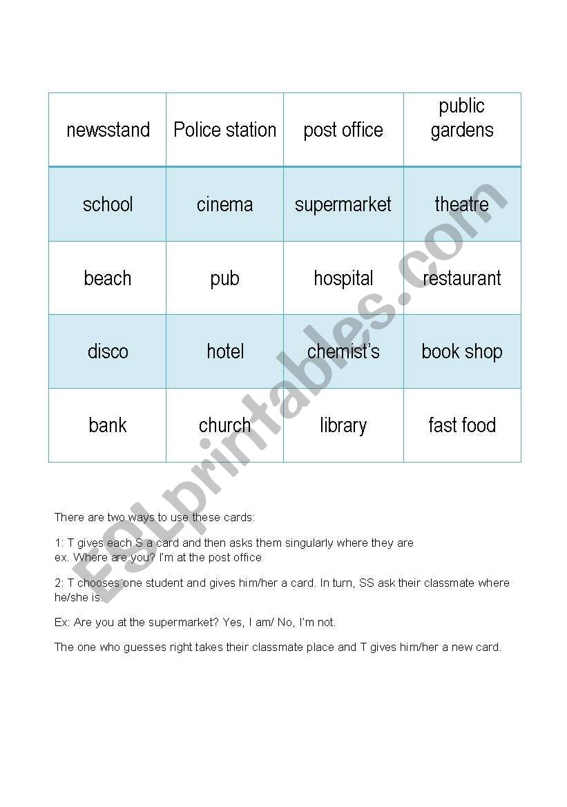 To be+ prepositions of place+ short answers