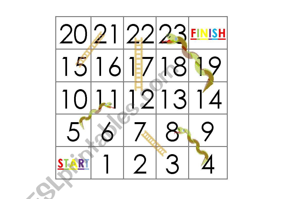 Snakes and ladders (NUMBERS) worksheet