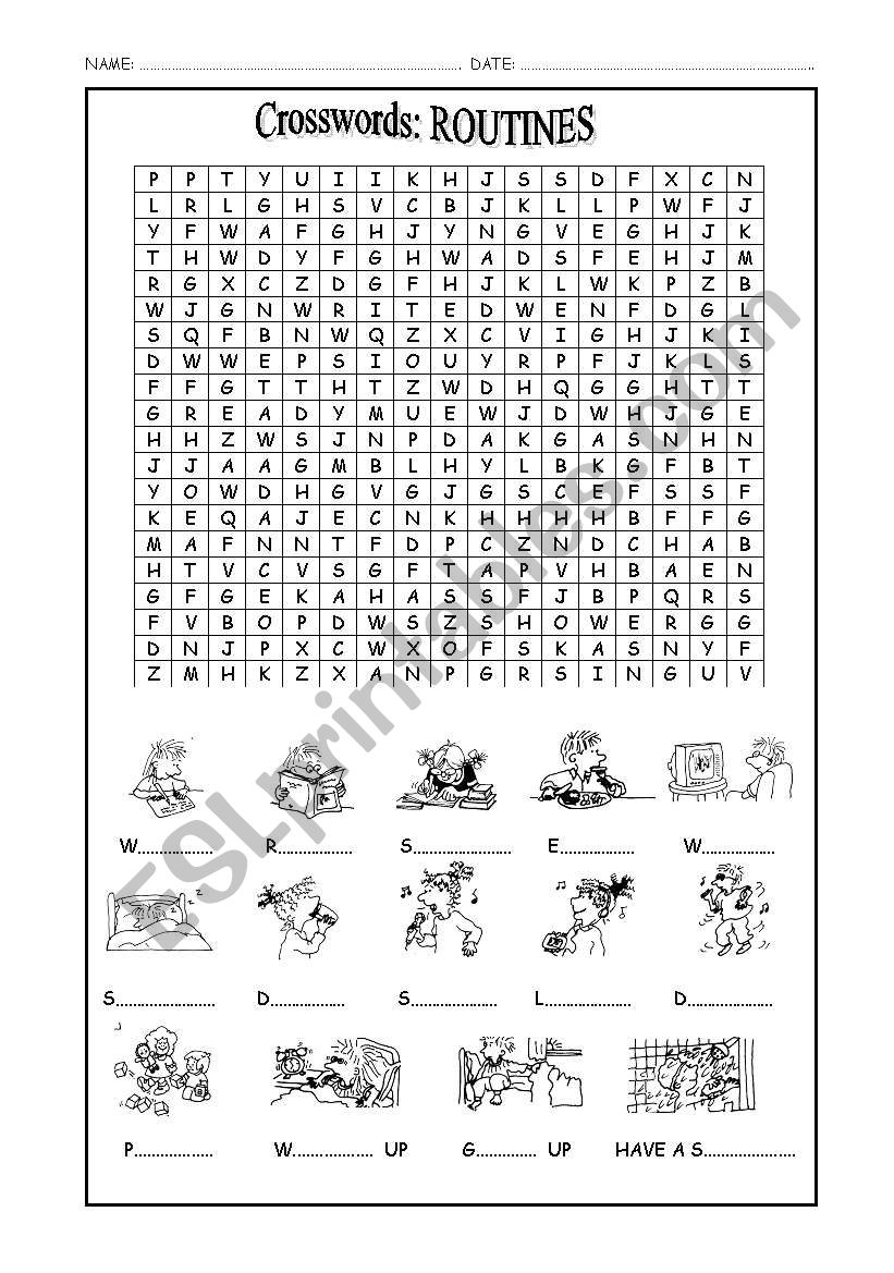 Crosswords Routines worksheet