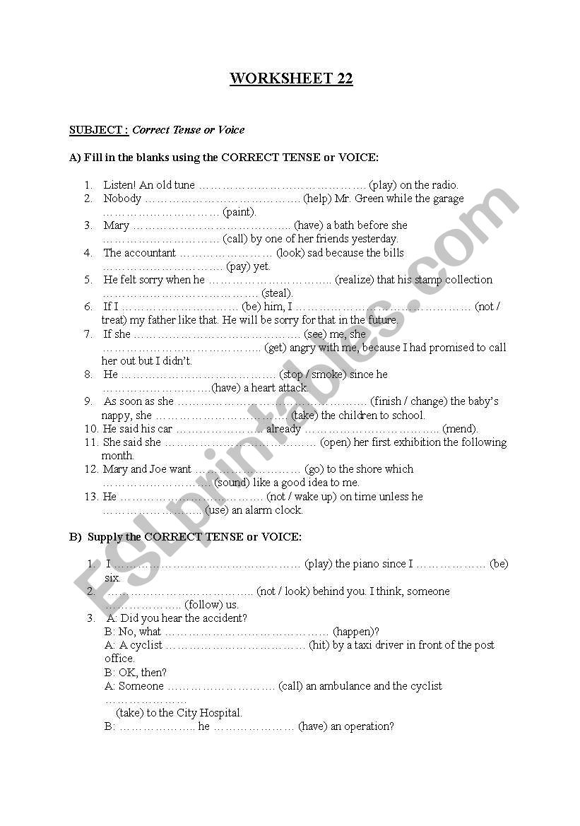 PASSIVE worksheet