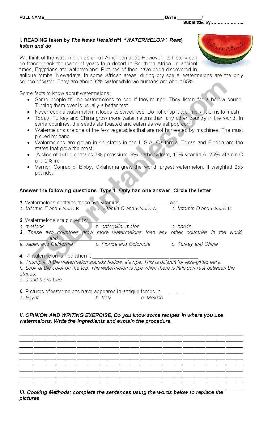 food and cooking verbs worksheet