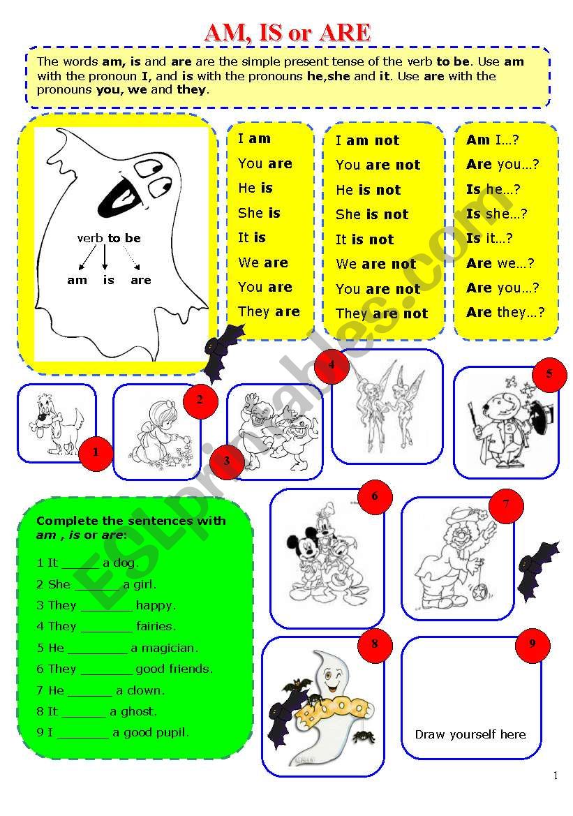 verb to be worksheet