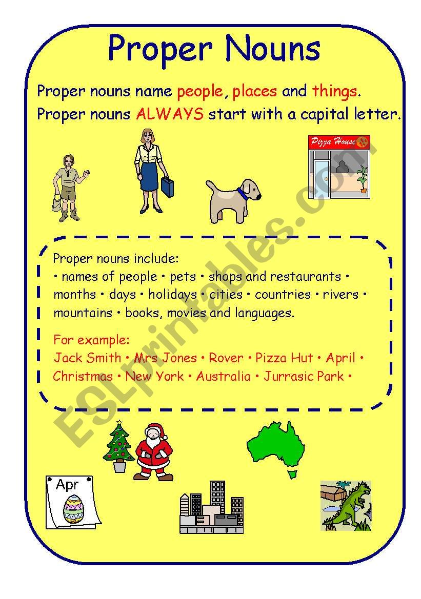 Proper Nouns - ESL worksheet by Meredith2