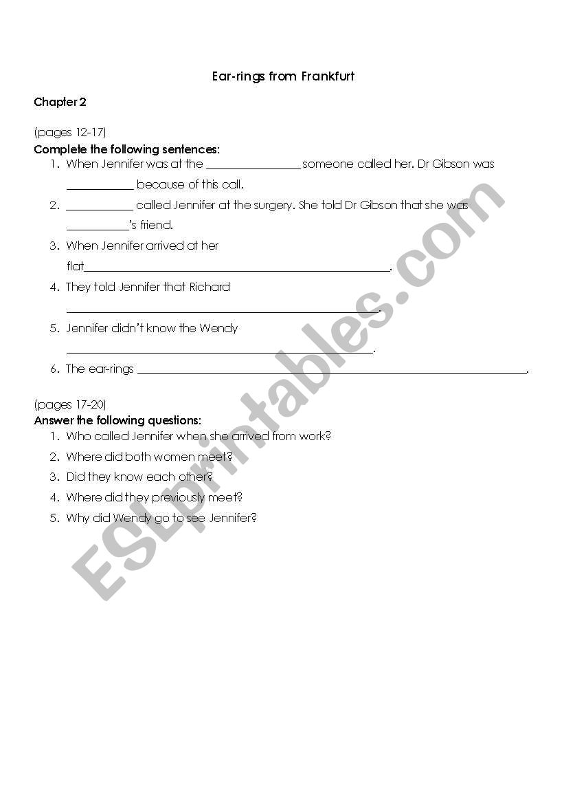 Ear-rings from Frankfurt worksheet