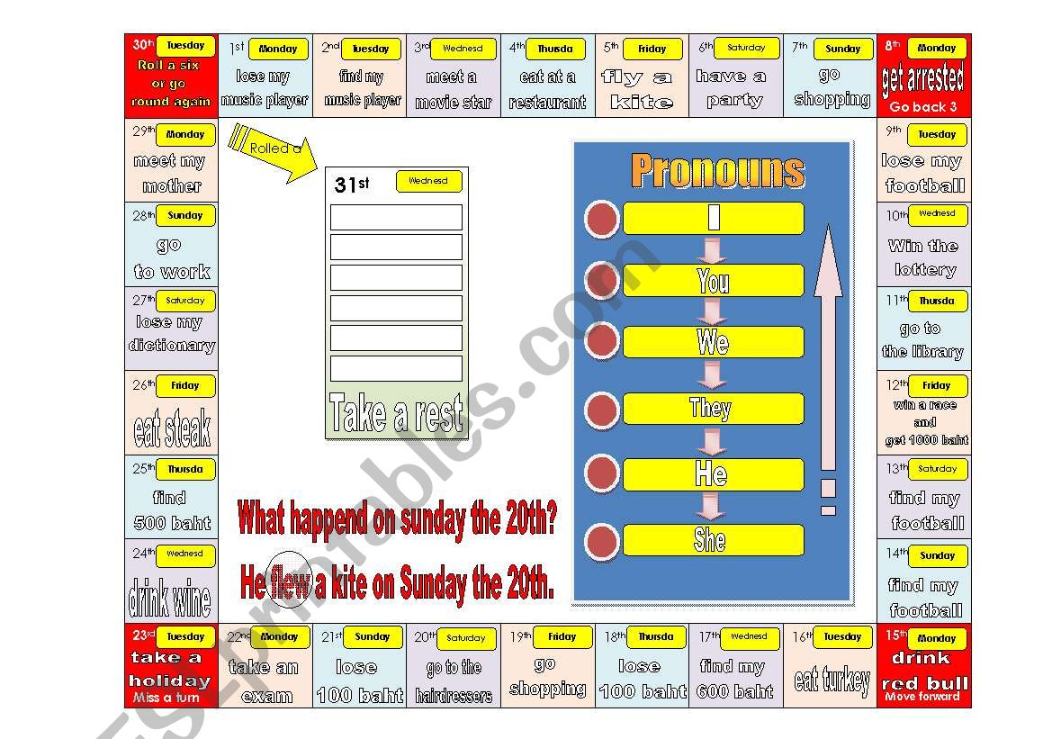 Past simple board game worksheet