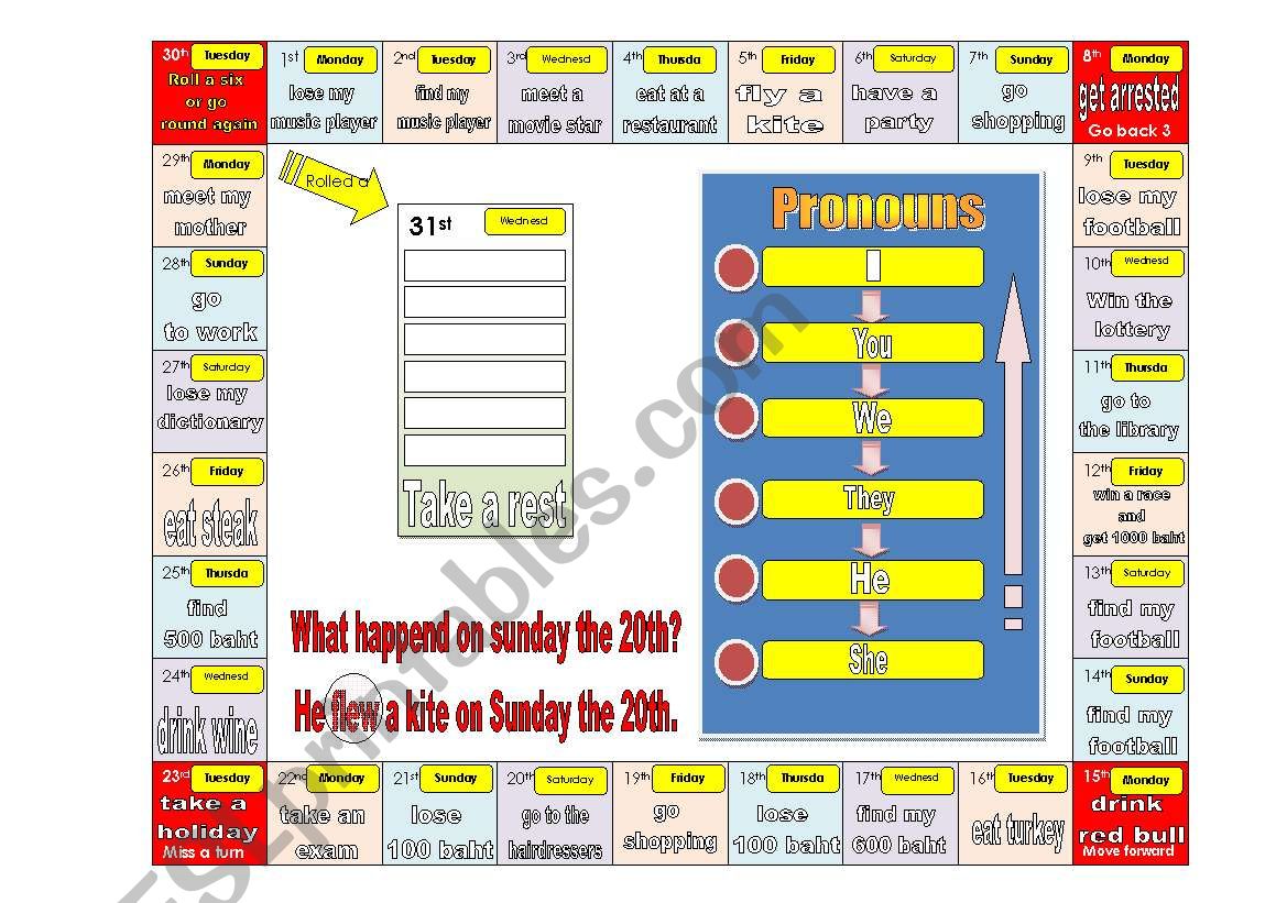 Past simple board game worksheet