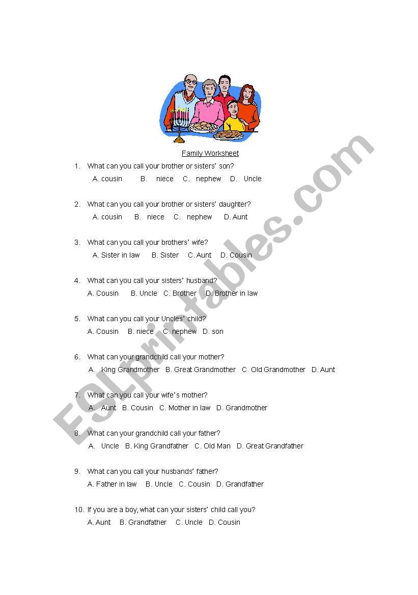 Family Quiz worksheet