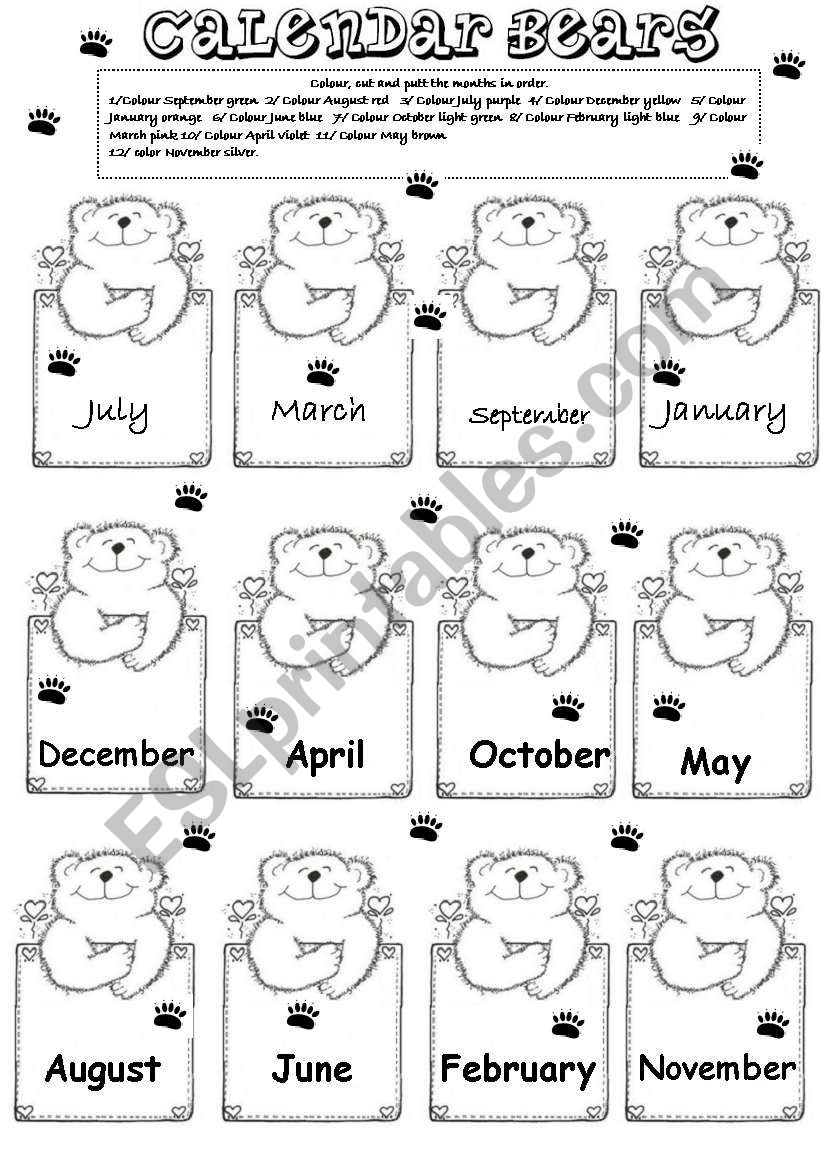 TEDDY CALENDAR worksheet