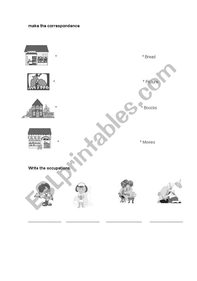 the city and ocuppation worksheet