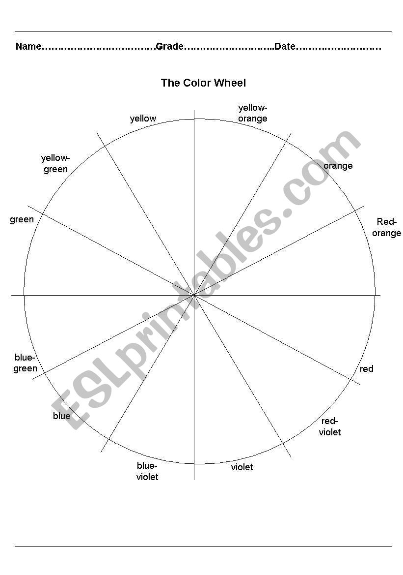 Colour wheel worksheet