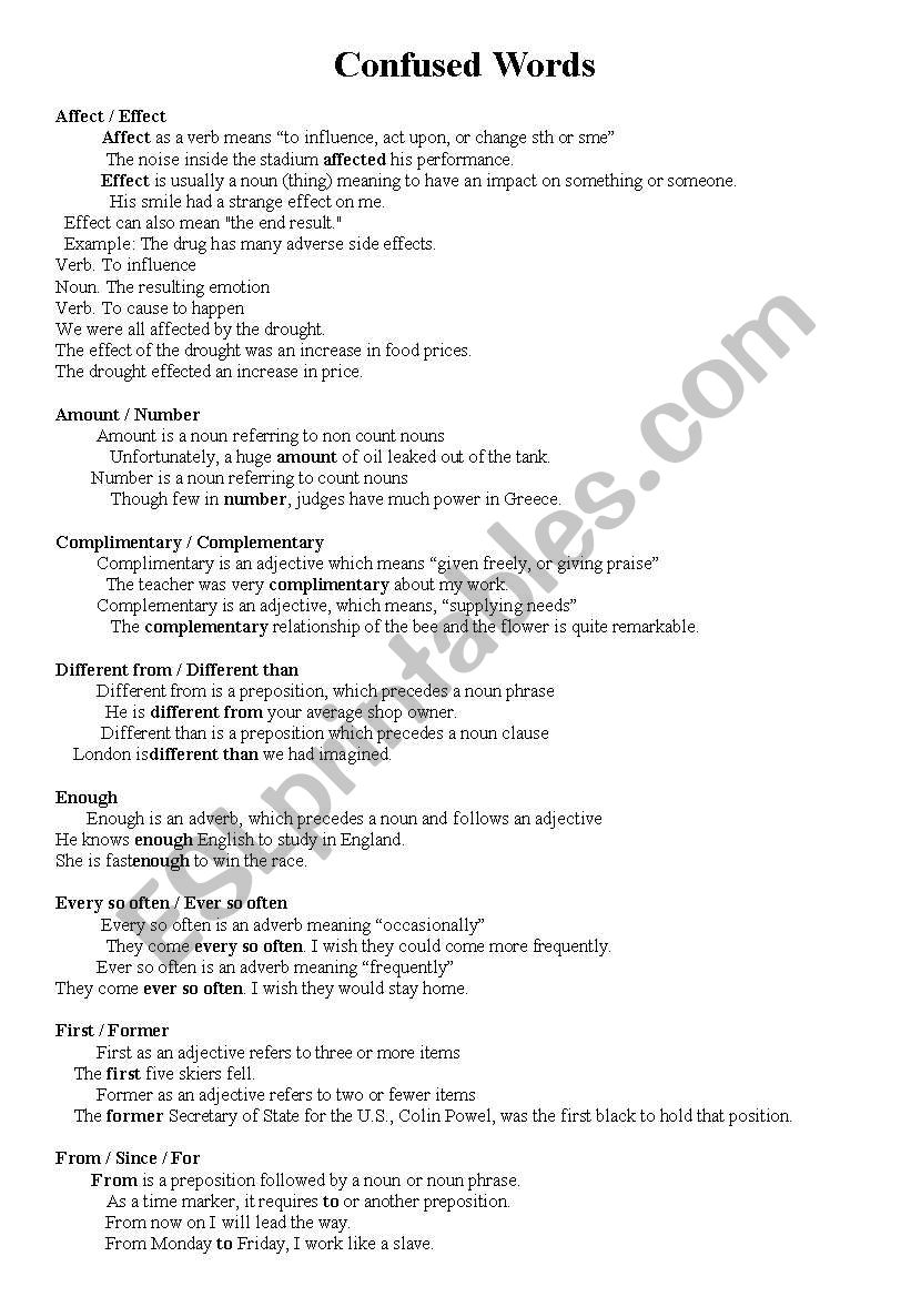 confused word worksheet
