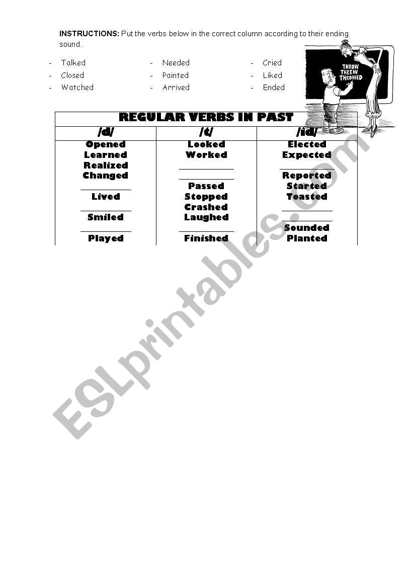 Regular verbs in past worksheet