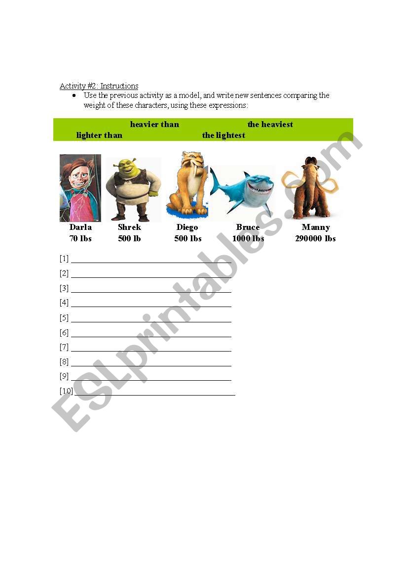 Comparative and Superlative (Exercise #2)