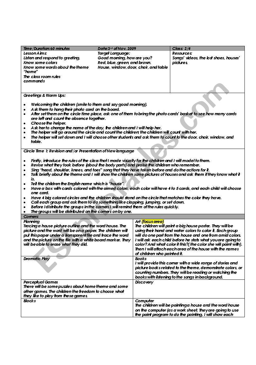 lesson worksheet