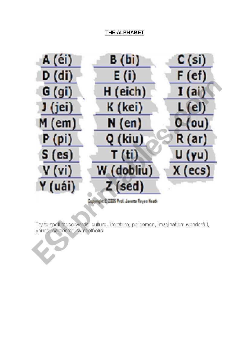 Numbers and the alphabet worksheet