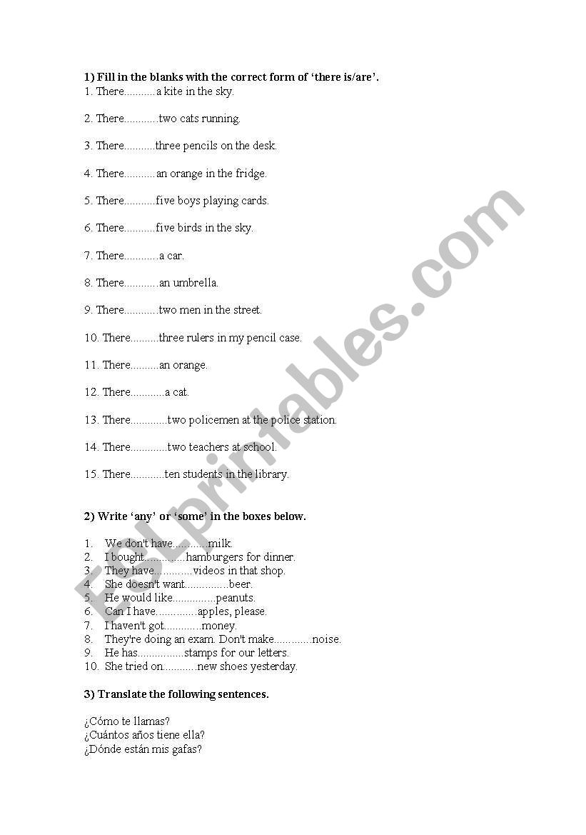1ESO worksheet/exam worksheet